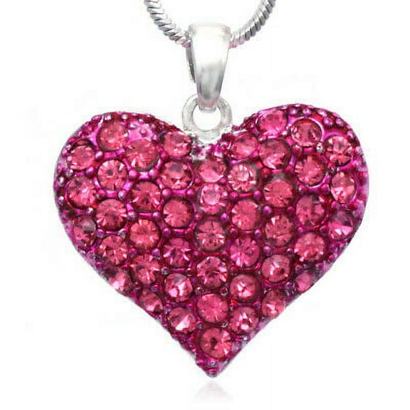 Love Mother's Day Valentines Day Pink Heart Pendant Necklace Jewelry gift box