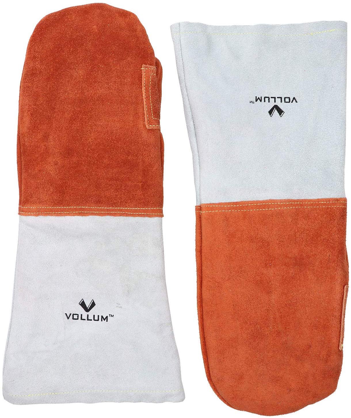 Vollum High-Heat Orange-Top Suede Oven Mitts 1 Pair 16 Inch, Resistant to 572F