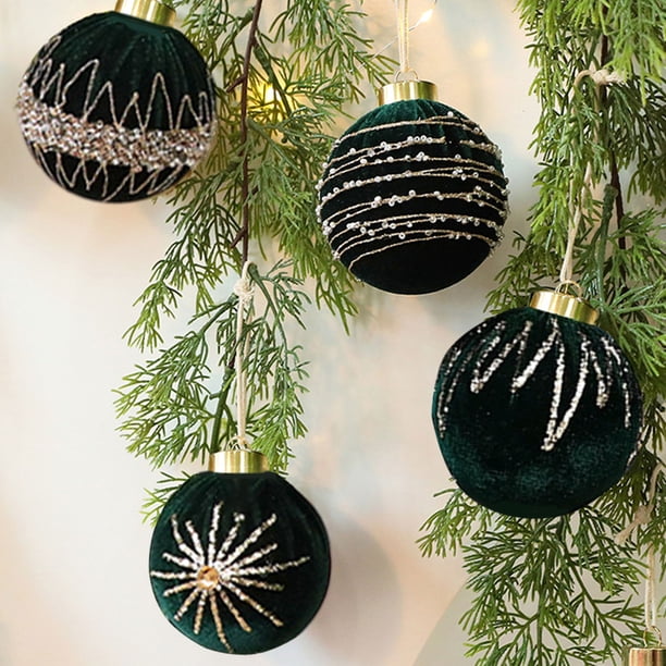 Adornos navideños, 12 unidades de bolas navideñas colgantes de terciopelo con diamantes brillantes de 8 cm, ideales para decorar ventanas.