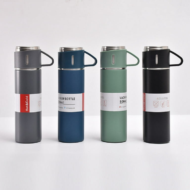 Stainless steel insulated Coffee Thermos with Cup,double-layer vacuum  portable water cup with three lids gift set cup 