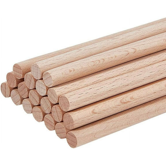 20Pcs Round Beech Wood Sticks 11.8 inch Long Unfinished Wooden Strips 8mm Round Dowels Strips Wooden Dowel Rod Natural Wood Sticks Model Accessories for Building Model DIY Craft Supplies Colorful DIY