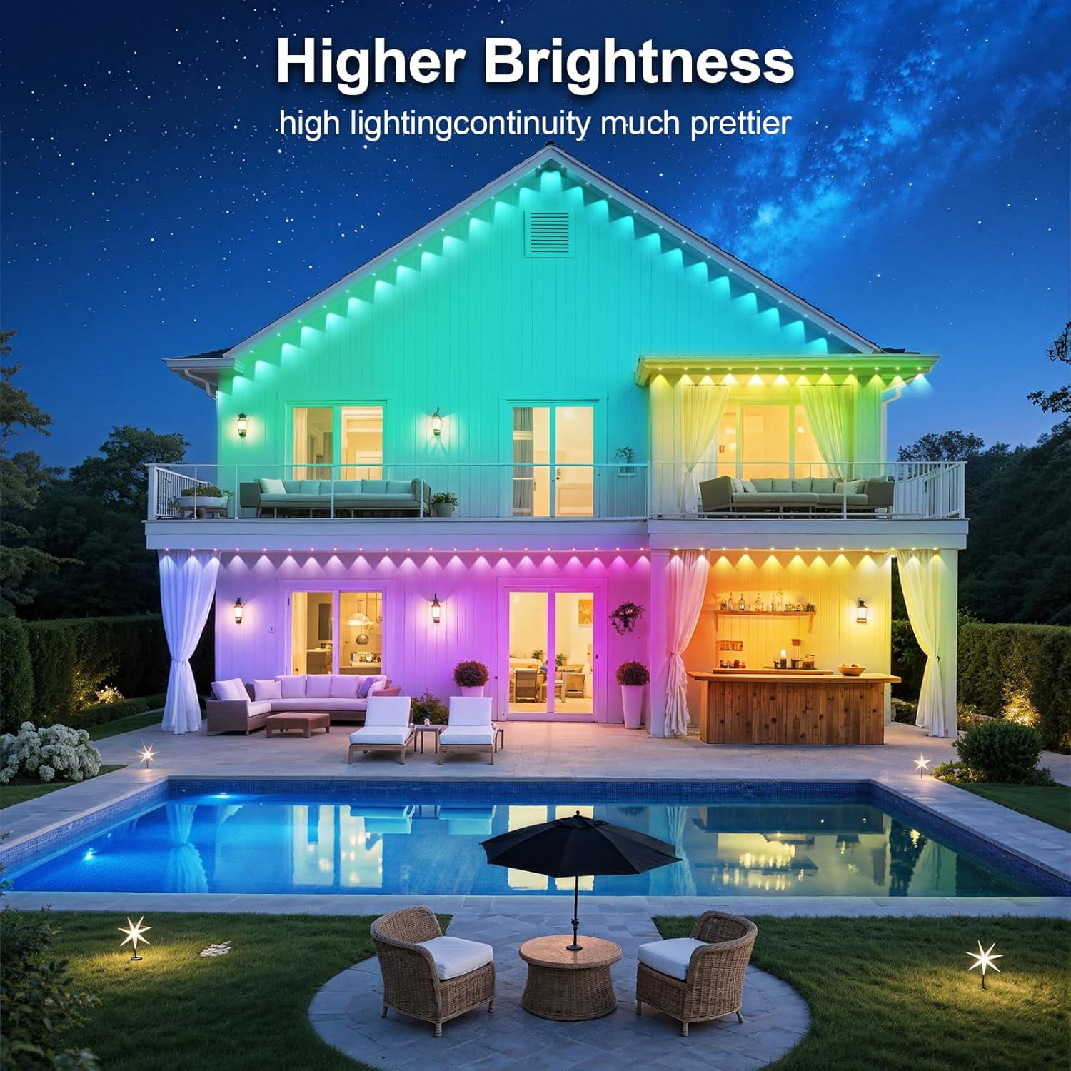 246FT Permanent Outdoor RGB Lights, 125 LEDs IP67 Waterproof Smart RGB String Lights Outside, Eaves Lights with App/Remote Control, Music Sync & DIY Scenes, for House, Party, Holiday Decorations