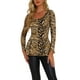 thumbnail image 1 of INSPIRAR CHIC Blusas de Mujer Estampadas con Cuello Redondo y Mangas Largas Peplum XS Albaricoque-Tigre, 1 of 6