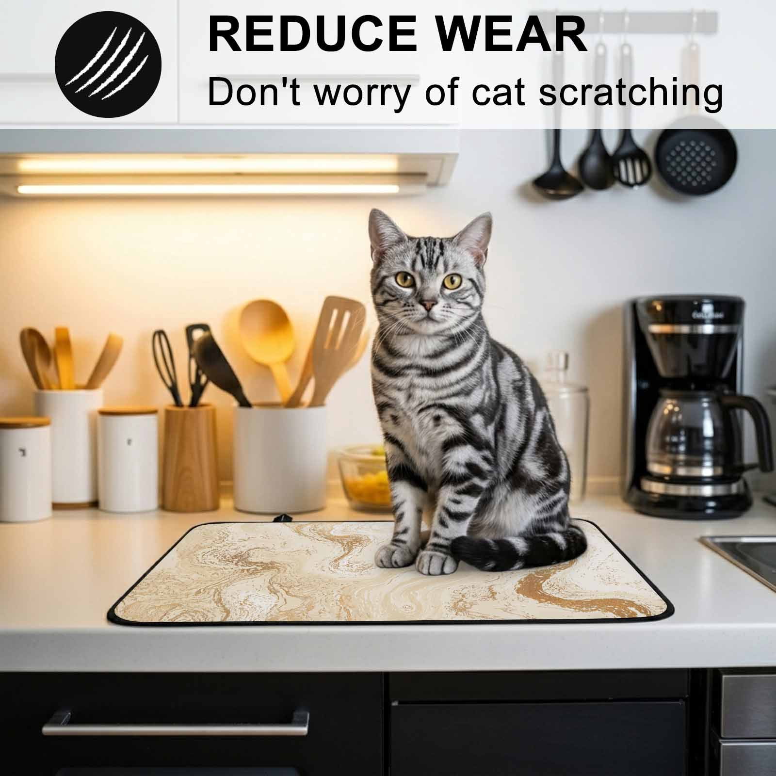 Beige Marble Stove Top Cover for Electric Stove, Heat-proof & Non Slip Glass Top Stove Cover Protector, Chic Neutral Minimalist Fluid Aesthetic Kitchen Flat Cooktop Rubber Mat 24x21 Inches