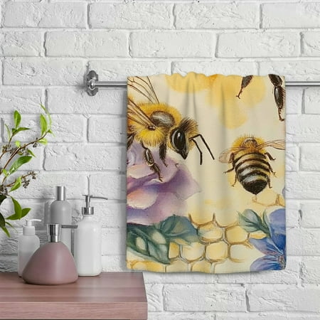 ZFLMY Bees Flowers Kitchen Towels Save 100% Polyester Absorbent Hand Towels for Kitchens Bathrooms Showers 29.5x13.8 inches 29.5x13.8in