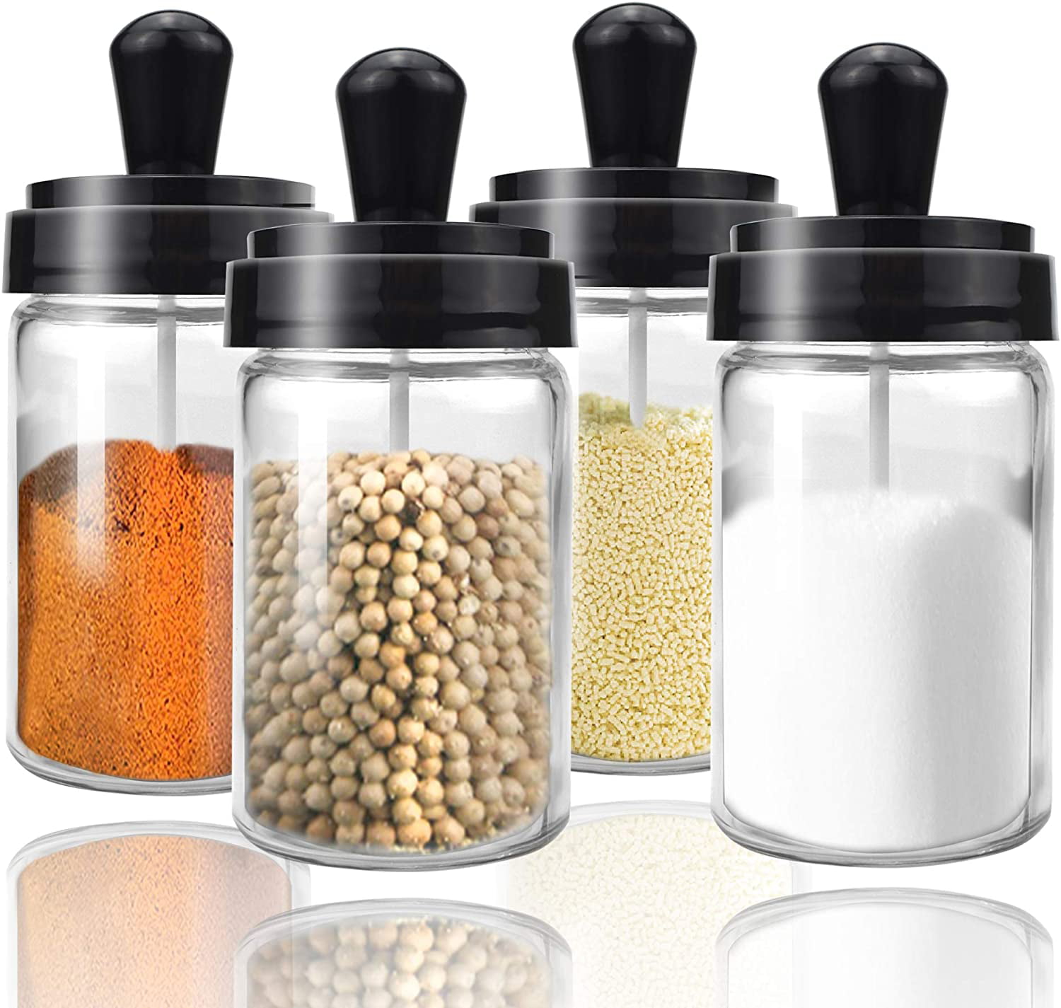 Glass Spice Jars Seasonning Box Condiment Jar With Lids Spoon Kitchen Bottle Set 