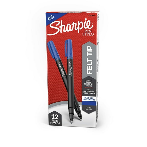 Sharpie Pen Permanent Fine Point 12/BX Blue 1742664DZ