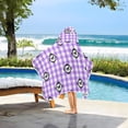 thumbnail image 3 of Yayeee Kids Hooded Towel with Hand Pockets Beach Soft Absorbent Bath Wrap 50 x 23.5 inch, Purple Plaid Horse Pattern, 3 of 5