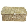 thumbnail image 2 of CNKOO Storage Box Large Capacity Decorative with Lid Rectangle Vintage Handmade Rattan Snack Cosmetics Organizer Home Supplies, 2 of 8