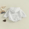 thumbnail image 4 of Baby Girls Boys Spring Autumn Hooded Romper Long Sleeve Contrast Color Romper with One Pocket, 4 of 9