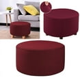 thumbnail image 3 of Stretch Round Ottoman Slipcover Footstool Cover Removable Footstool Covers - Red, 3 of 6
