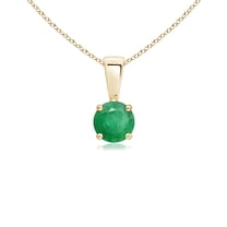 ANGARA Natural Classic Round Emerald Solitaire Pendant in 14K Yellow Gold for Women (Size-4mm) | May Birthstone, Birthday, Anniversary, Jewelry Gift for Women | Natural Emerald Necklace