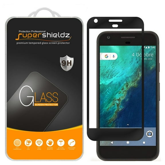 (2-Pack) Supershieldz Designed for Google Pixel [Full Screen Coverage] Tempered Glass Screen Protector, Anti-Scratch, Anti-Fingerprint, Bubble Free (Black Frame)