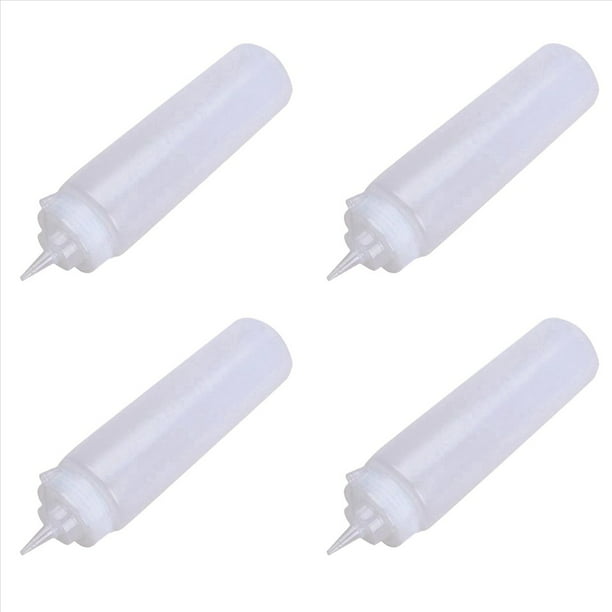 4X Dispensador de Botella de CompresióN de Salsa de PláStico Transparente de 250 Ml con Tapa