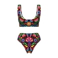 thumbnail image 6 of Rocae Colorful Floral Embroidery Mexican for Bikini Set for Women Two Piece Sexy High Swimsuits Split Crossover Bikini Medium, 6 of 9