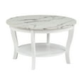 thumbnail image 2 of Convenience Concepts American Heritage Round Coffee Table with Shelf, White Faux Marble/White, 2 of 5