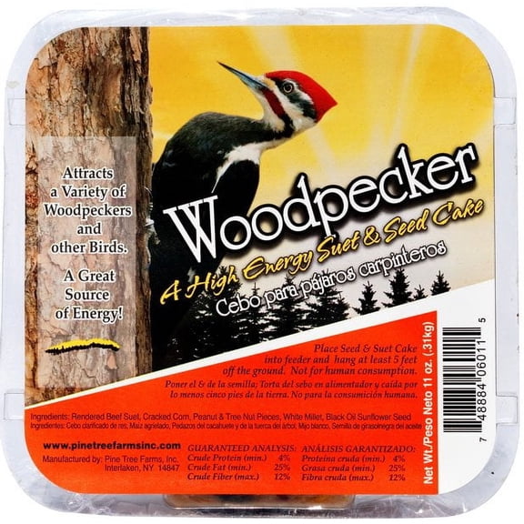 Pine Tree Year Round Woodpecker Suet Cake, 11 oz, Pack of 12