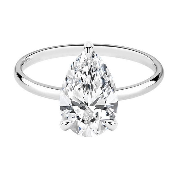 Cora Jewellery 2 CT Pear Moissanite Ring, Solitaire Engagement Ring For Women, 10K White Gold, 5 US, Pack of 1
