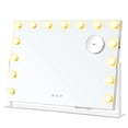 thumbnail image 1 of SONGMICS Vanity Makeup Mirror with Lights, Touch Control, 15 LED Bulbs, with Charging Ports, Detachable 10X Magnifying Mirror, 3 Color Temperatures, Dimmable, Phone Holder, Matte White ULWM001W01V1, 1 of 6