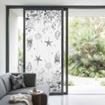 thumbnail image 2 of Non-Adhesive Static Cling Window Tint, Gray Eucalyptus Coastal Window Privacy Film Frosted, Beach Starfish Shells Insulated Windows Frosted Films for Living room, 35.4 x 78.7 Inches, 2 of 9