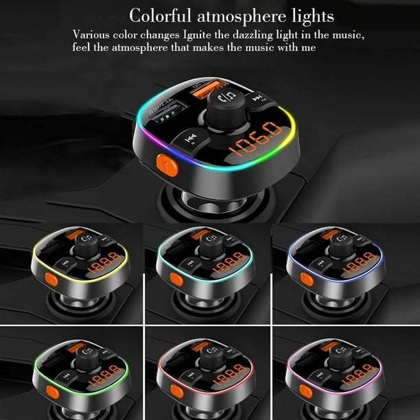 Car Bluetooth 5.0 MP3 Player FM Transmitter with Colorful