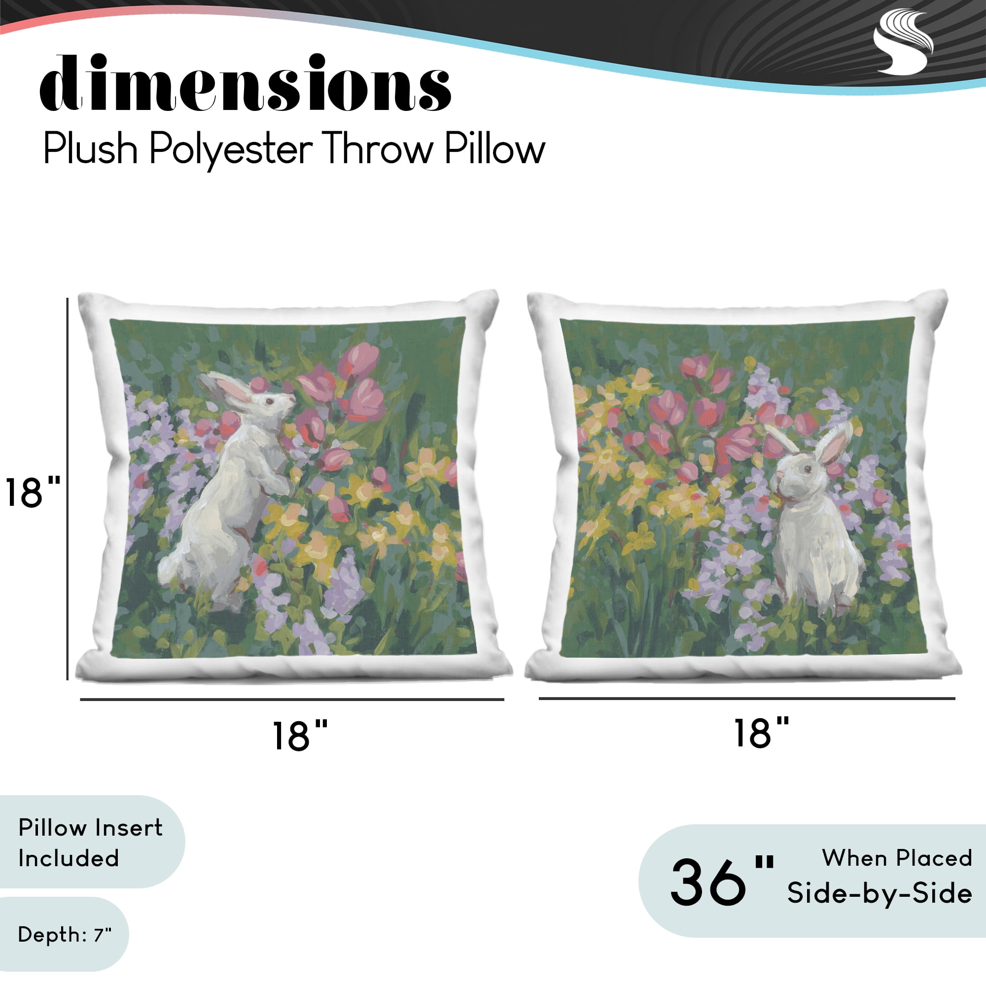 Stupell Industries Rabbits in Spring Gardens 2 Piece Decorative Printed Throw Pillow Set, design by June Erica Vess