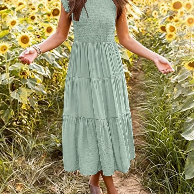 Vestido De Capas Sólidas Vestido Informal Para Primavera Y Verano Ropa De Mujer