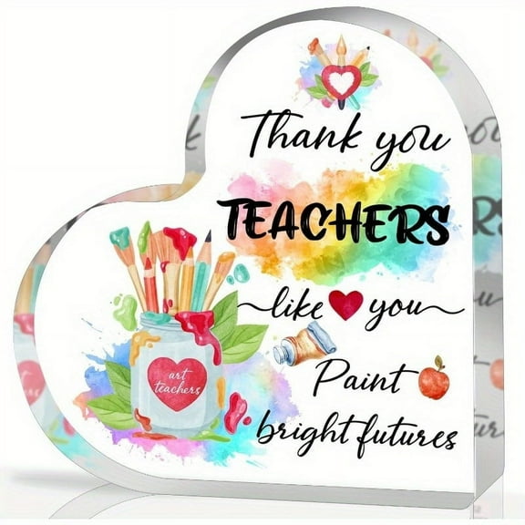 Art teacher Heart-Shaped Acrylic gift Teacher Appreciation Plaque, Unique Art Design gift, Teacher's Day Gift, Graduation Gifts, Retirement Gifts Teacher Office Decor Keepsake