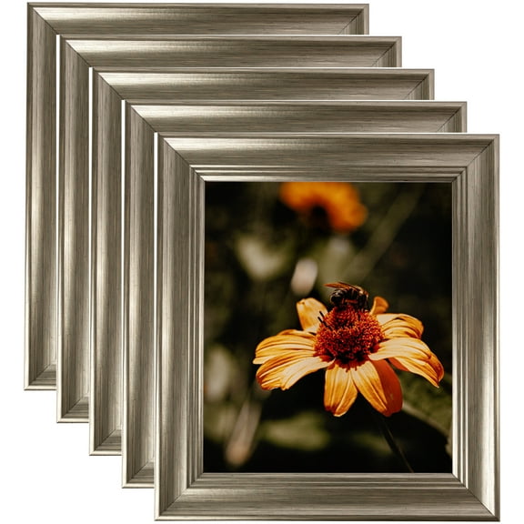 ArtToFrames 5" x 5" Silver Picture Frame, 5x5 inch Silver MDF Poster Frame (WOM-4445), 5 Pack