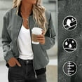 thumbnail image 2 of Enjoytime Fall Clothes for Women Solid Color Long Sleeve Zip Up Jacket Fashion Trendy Lightweight Winter Casual Outerwear Gray XXL, 2 of 7