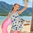 thumbnail image 3 of Xoenoiee Blue Hydrangea Flower Print Girls 2 Piece Bathing Suit Summer UPF 5O+ Racerback Swimsuit with Shorts Round Neck Beach Tankini Sets Beachwear, 12-13 Years, 3 of 7