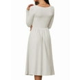 thumbnail image 4 of Women'S Spring and Autumn Fashion Square Neck Long Sleeve Casual A-Line Midi Dress White XL, 4 of 8