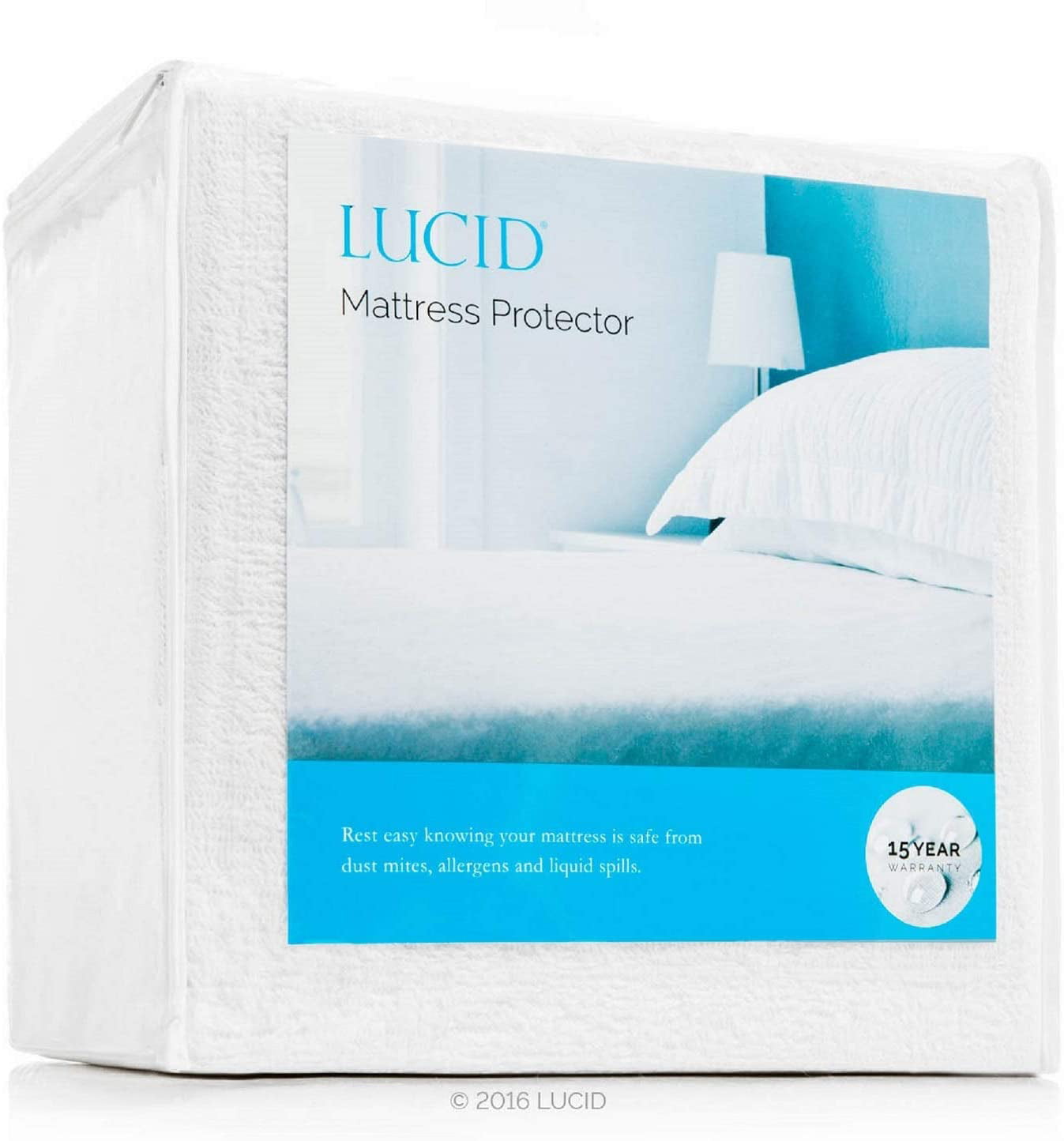 15 Year LUCID Premium Hypoallergenic 100% Waterproof Mattress Protector 