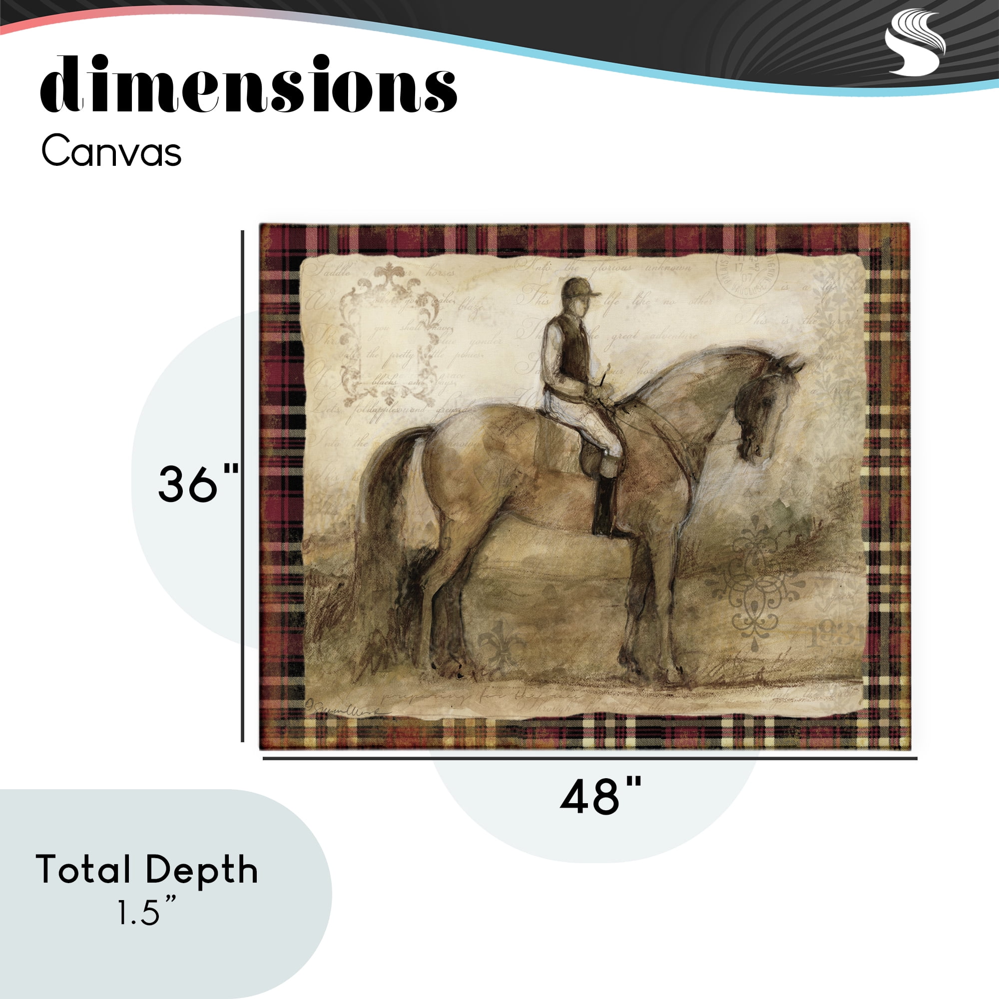 Stupell Industries Horse With Jockey & Plaid Canvas Wall Art, design by Susan Winget