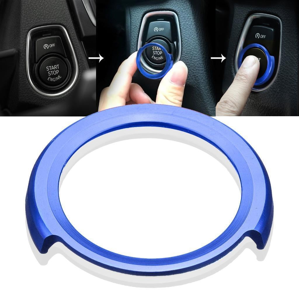 B Blesiya Car Engine Start Stop Push Button Cover Trim For BMW 1 2 3 4 Z X1 Ignition Key Ring Trim Car Auto Interior Decoration Sticker Start Button blue+red 
