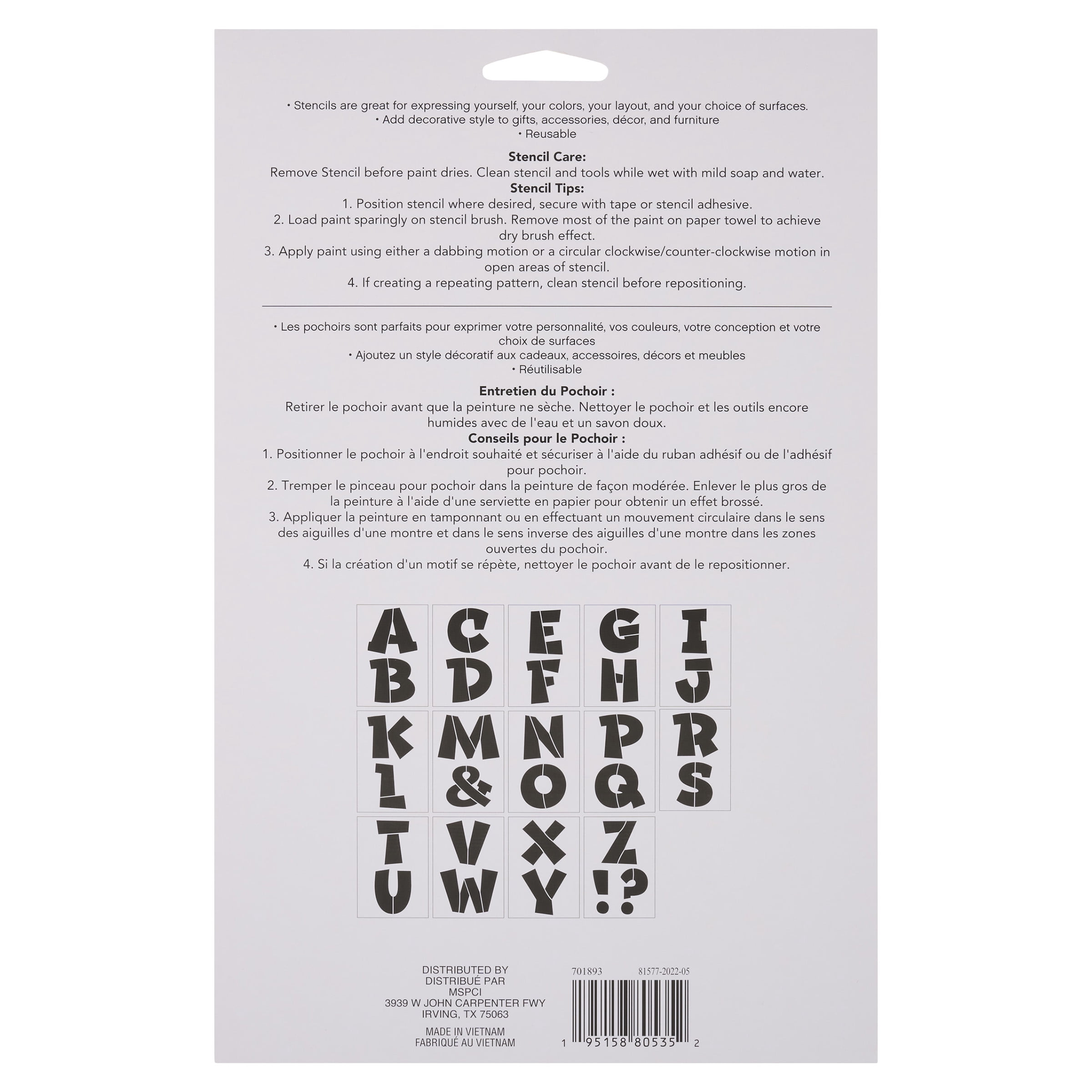 Craft Smart 4.5" Comic Serif Alphabet Stencils - Reusable Plastic, 29 Designs per Pack, 14 Sheets Each - Ideal for DIY Crafts, Decor, Furniture & Gifts, 6 Pack