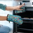 thumbnail image 2 of Dogs with Flowers Kitchen Oven Mitt and Pot Holder Sets 2 Pcs for Baking, Cooking and Grilling, Heat Resistant Up To 392 °F, 2 of 7