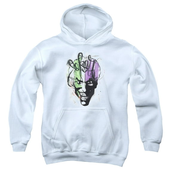 Batman - Joker Airbrush - Youth Hooded Sweatshirt - Large