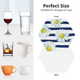 thumbnail image 6 of Zufioo Daisy Striped Nautical Print Leather Coaster Set, Decorative PVC Coasters 4-pack - Scald and Stain-resistant, Suitable for Home, Cafes, Restaurants-Hexagon, 6 of 6