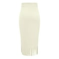 thumbnail image 5 of QHFBli Women's Fringe Trim Suede Skirt High Waisted Pencil Dressy Fall Winter Midi Long Skirt, 5 of 6