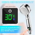 thumbnail image 2 of Cabezal de ducha con ahorro de agua Cabezal de ducha LED de alta presión 3 elementos filtrantes y 4 tipos de chorro y esponja de ducha con modo aerógrafo Aumento de presión para limpieza, 2 of 5