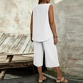 thumbnail image 4 of Women's Plus Size 2 Piece Summer Outfits Crew Neck Tank Top Tunic Shirt and Capri Pants Set Casual Sportswear 2026 White 2XL, 4 of 4