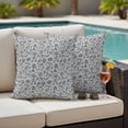 thumbnail image 4 of Light Blue Floral Outdoor Waterproof Pillow Covers, Rustic Vintage Flowers Botanical Spring Decorative Square Throw Pillowcase Sofa Cushion Sham for Patio/Couch/Chair, 16"x16" 2 Pack, 4 of 8