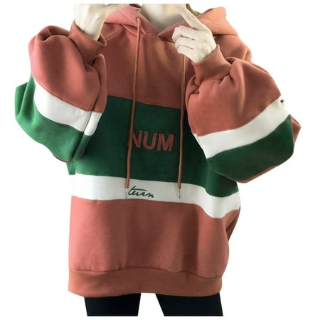 Eashery Womens Hoodies Loose Hoodie Sweatshirt Long Sleeve Pullovers Top Casual Pullover Sweatshirt Fall Clothes Crop Sweatshirts for Women (Red M)