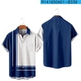 thumbnail image 4 of DeHolifer Men Shirt Short Sleeve Lapel Button Color Block Casual Shirt Loose Casual Fashion Blouse Tops Blue 4XL, 4 of 7