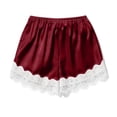 thumbnail image 6 of Cutuoiiu Womens Satin Shorts Casual Elastic Waist Solid Color with Lace Trim Side Pockets for Summer Home Wear, 6 of 6