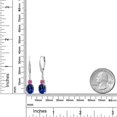 thumbnail image 6 of Gem Stone King 925 Sterling Silver Blue Created Sapphire and Pink Moissanite Dangle Earrings for Women with Lab Grown Diamond (5.09 Cttw, Oval 9X7MM), 6 of 6