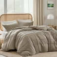 thumbnail image 2 of Regency Heights Full Duvet Cover Set, Soft Washed Pleated Duvet Cover Full, 3-Piece Bedding Set with Pillow Shams, Khaki, 2 of 11