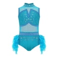 thumbnail image 4 of CHICTRY Justaucorps de Danse pour Filles Enfants Robe de Patinage Artistique Jupe Tutu à Plumes Costume de Performance sur Scène Bleu Vert 14, 4 of 6