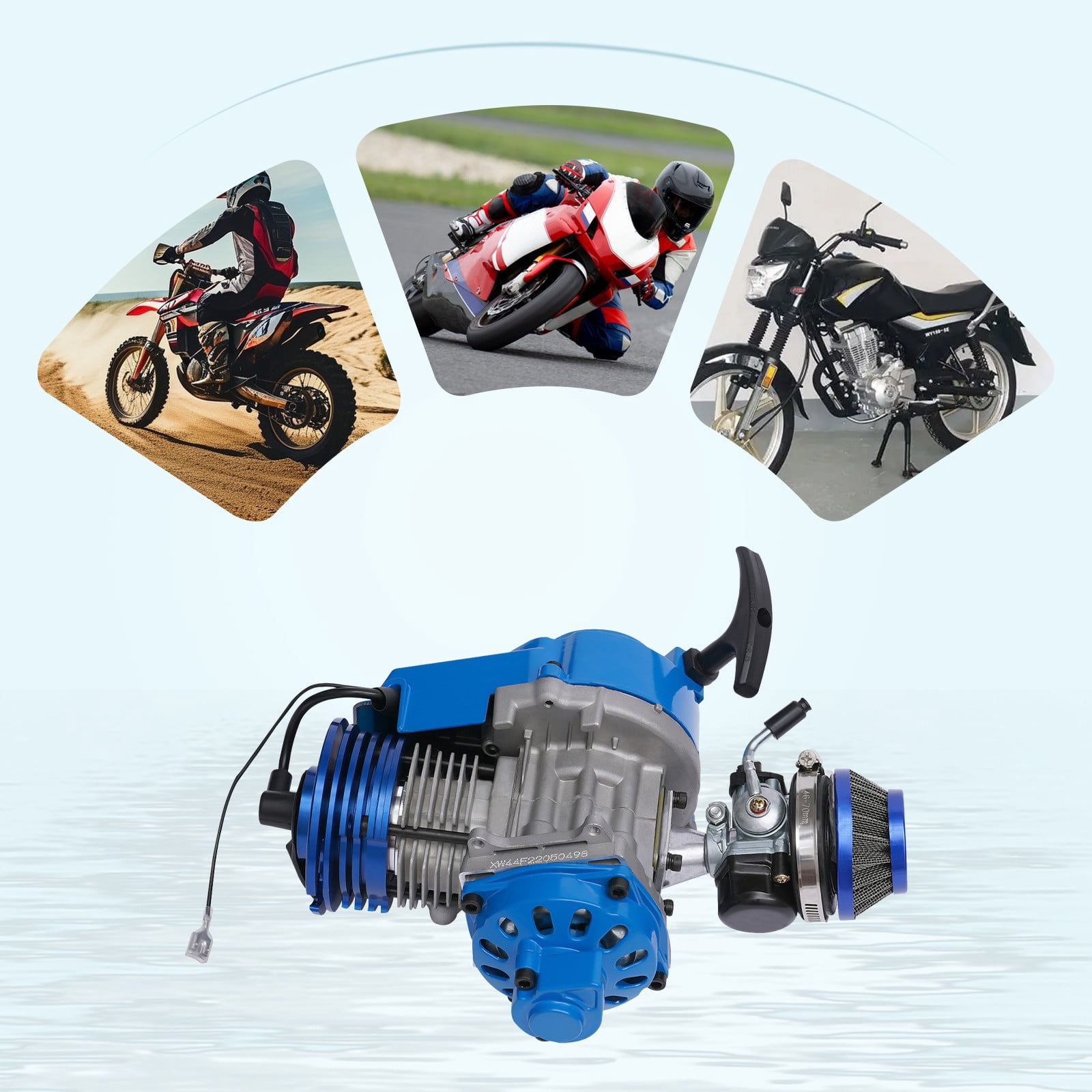 2 Stroke Blue Air Cooled High-performance Engine Motor for 49cc/50cc Pocket Bike Mini Dirt Bike Mini ATV